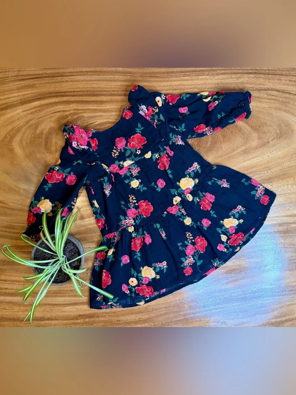 Old Navy | Black Floral Long Sleeve Dress - 2T 🌸